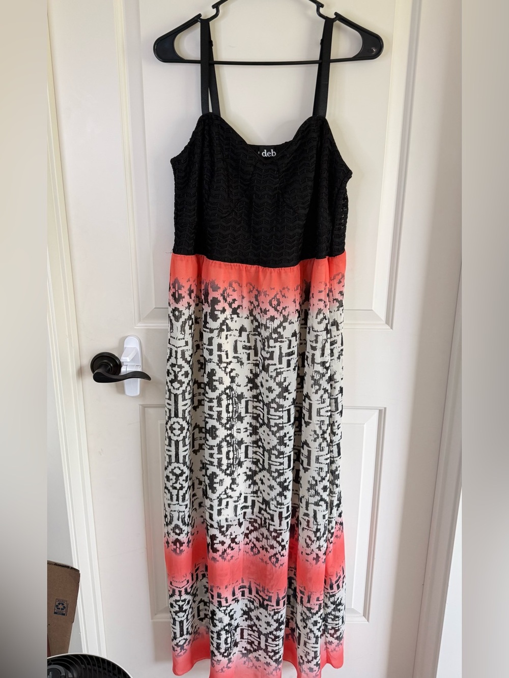 Deb Coral and Black Ombre Pattern Maxi Dress 2X